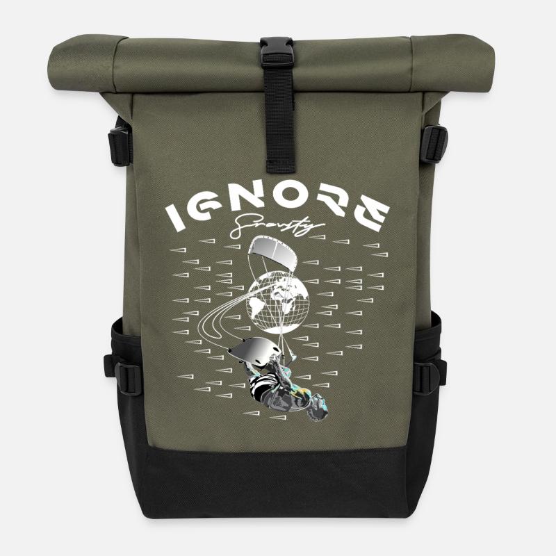 Ignorance Is Bliss - Street Art Style - Roll Top Backpack - olive/black