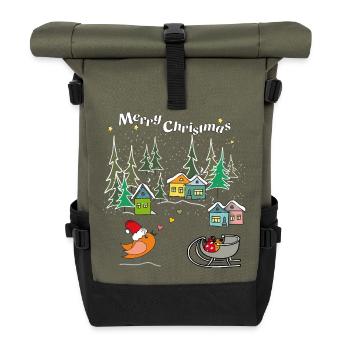 Merry Xmas - Roll Top Backpack - olive/black - Front