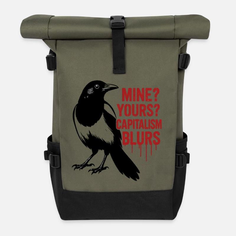 La pie contre le capitalisme - Sac à dos roll top - olive/noir