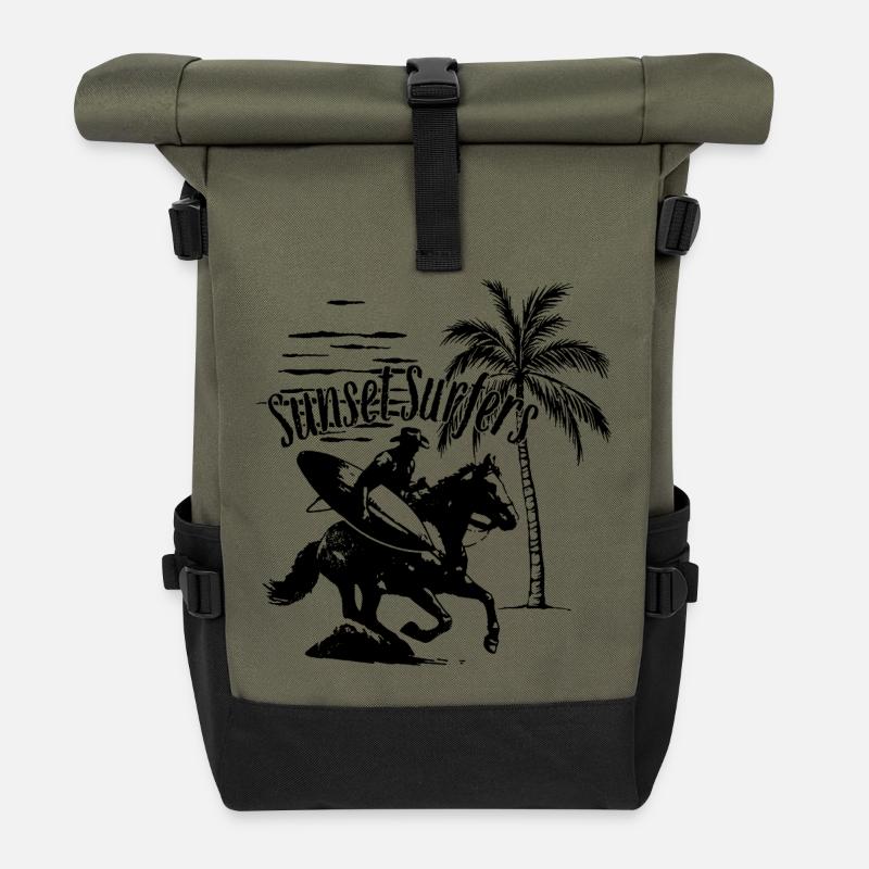Sunset Surfers - Rolltop Rucksack - Olive/Schwarz