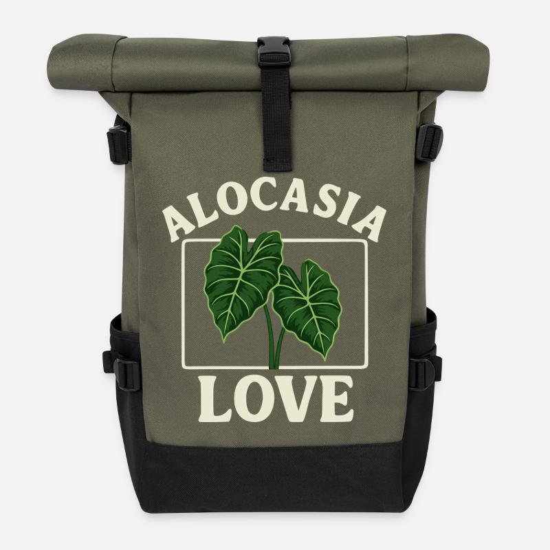 Alocasia Love - Roll Top Backpack - olive/black