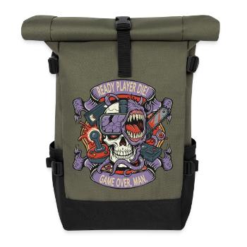 Ready Player Die Schädel - Rolltop Rucksack - Olive/Schwarz - Vorne