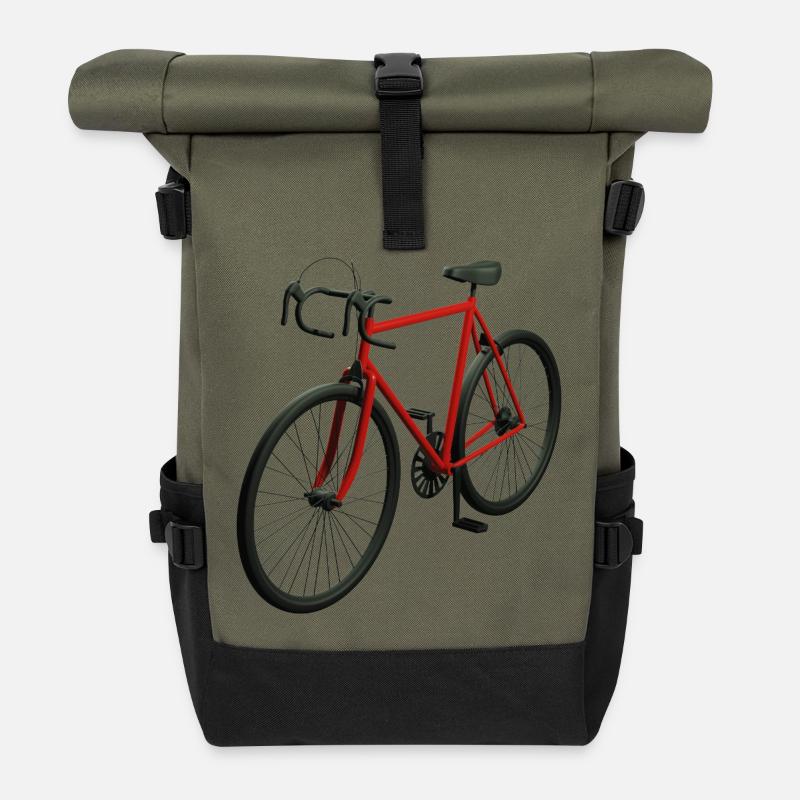 Retro Rennrad - Rolltop Rucksack - Olive/Schwarz