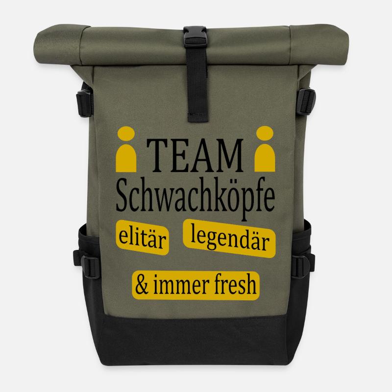 Team Schwachköpfe Elitär Legendär: Immer Fresh - Rolltop Rucksack - Olive/Schwarz