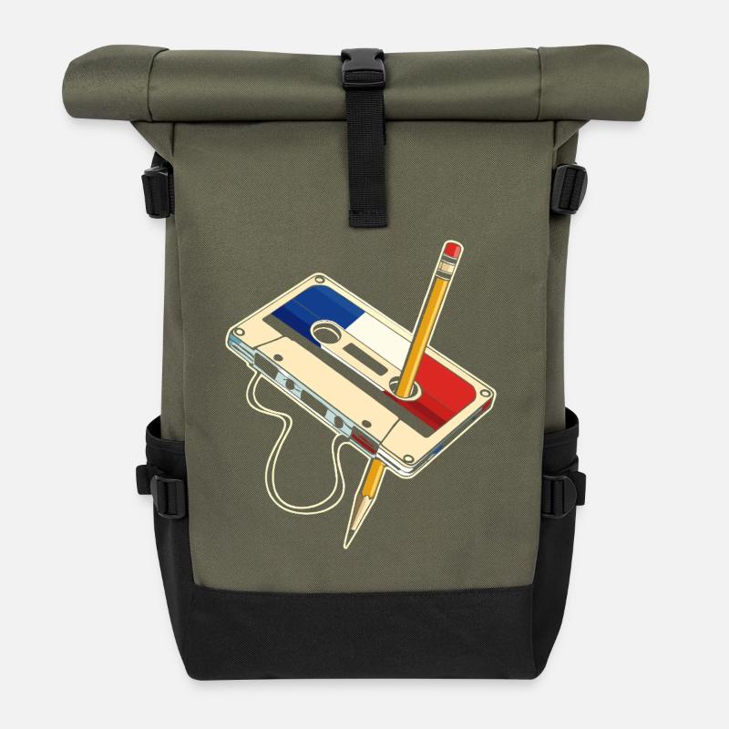 Retro Pop Bleistiftkassette - Rolltop Rucksack - Olive/Schwarz