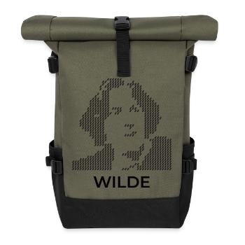 Pixelated Oscar Wilde Portrait - Roll Top Backpack - olive/black - Front