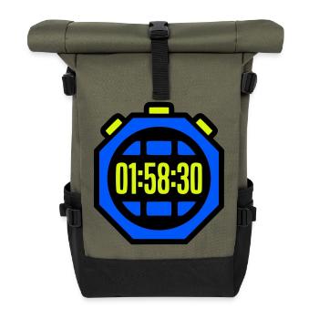 Stopwatch Best Time Half Marathon - Roll Top Backpack - olive/black - Front