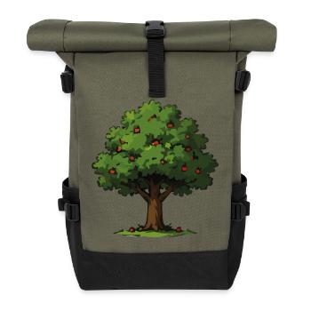 Apfelbaum im Waldstil - Rolltop Rucksack - Olive/Schwarz - Vorne