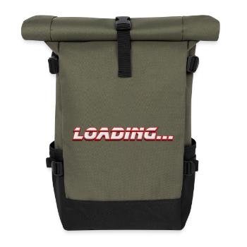 CHARGEMENT... – Typographie 3D de gamer pour nerds et gamers - Sac à dos roll top - olive/noir - Devant