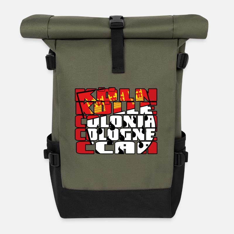 Köln Namen - Rolltop Rucksack - Olive/Schwarz