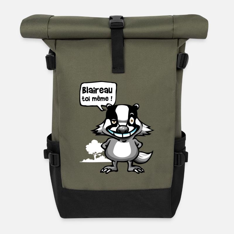 le blaireau - Sac à dos roll top - olive/noir