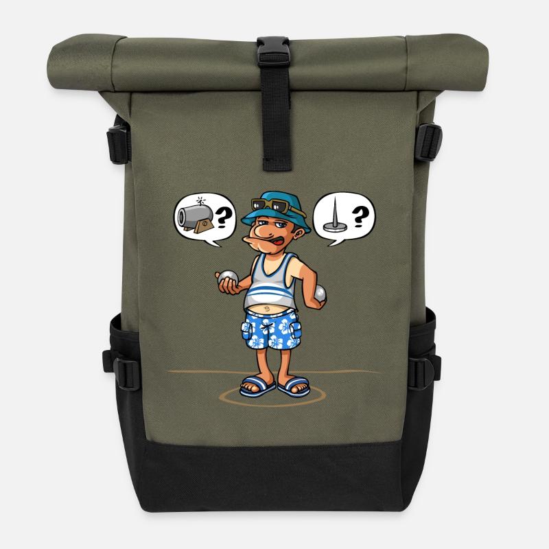 le joueur de pétanque - Sac à dos roll top - olive/noir