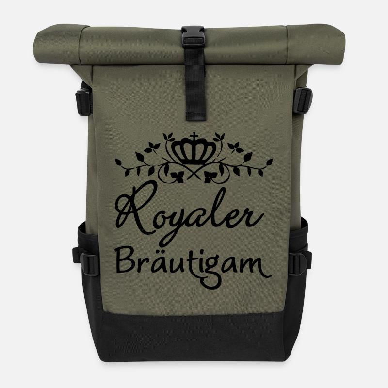 Royaler Bräutigam Geschenk - Rolltop Rucksack - Olive/Schwarz