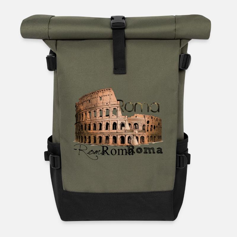 Roma - Roll Top Backpack - olive/black