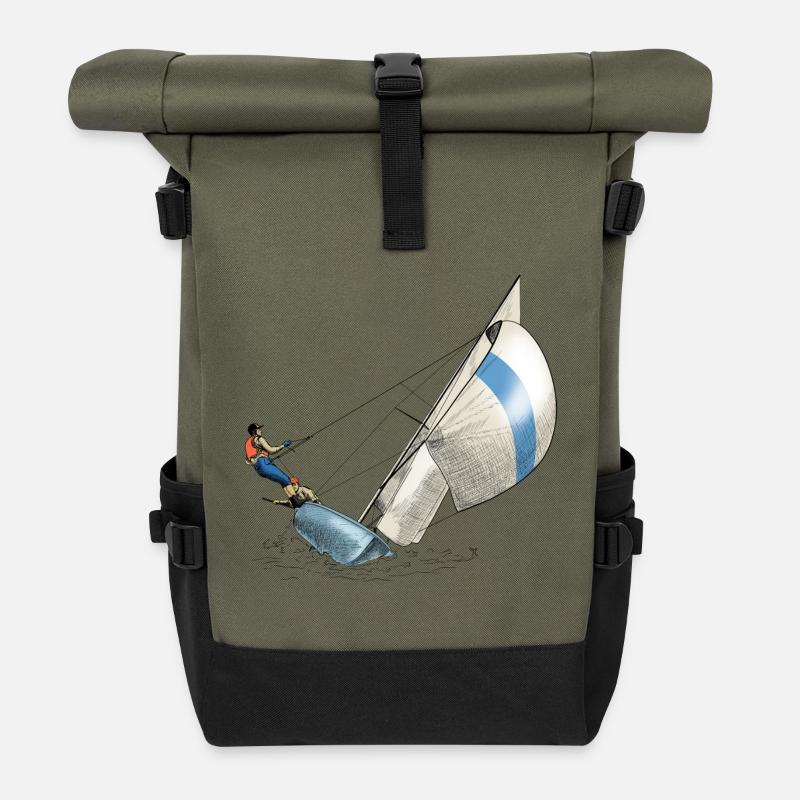 sailing - Roll Top Backpack - olive/black