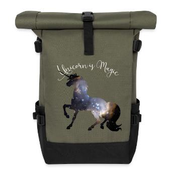 unicorn universum einhorn sterne magie unsterblich - Rolltop Rucksack - Olive/Schwarz - Vorne