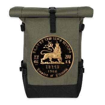 Lion of Judah - Empire of Ethiopia Haile Selassie - Rolltop Rucksack - Olive/Schwarz - Vorne