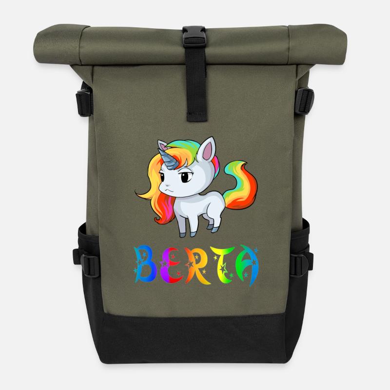 Einhorn Berta - Rolltop Rucksack - Olive/Schwarz