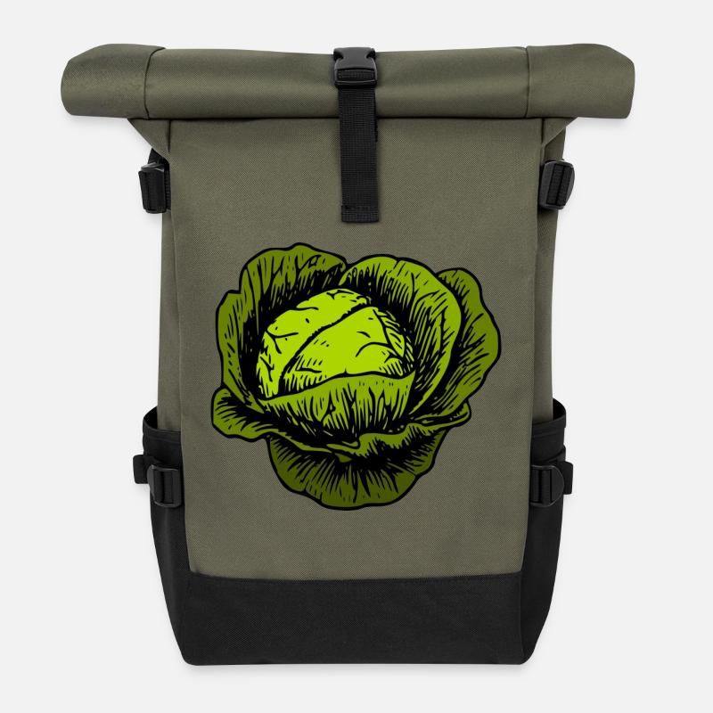 kohl rotkohl weisskohl cabbage kale veggie gemuese - Rolltop Rucksack - Olive/Schwarz