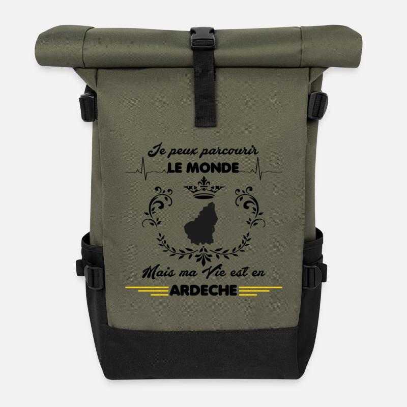 MA VIE EST EN ARDECHE - Sac à dos roll top - olive/noir