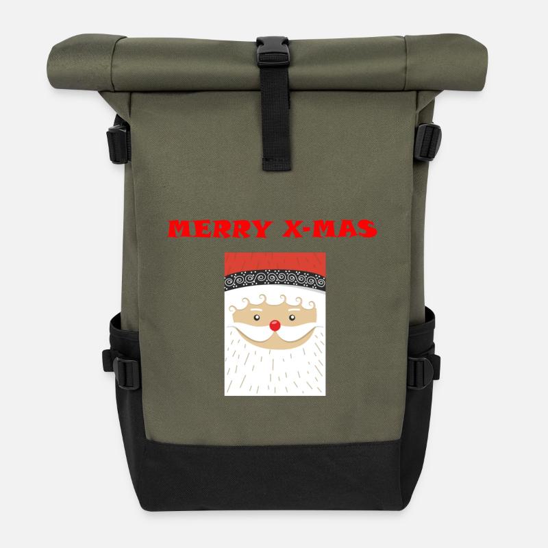 merry x mas with Nicholas - Roll Top Backpack - olive/black