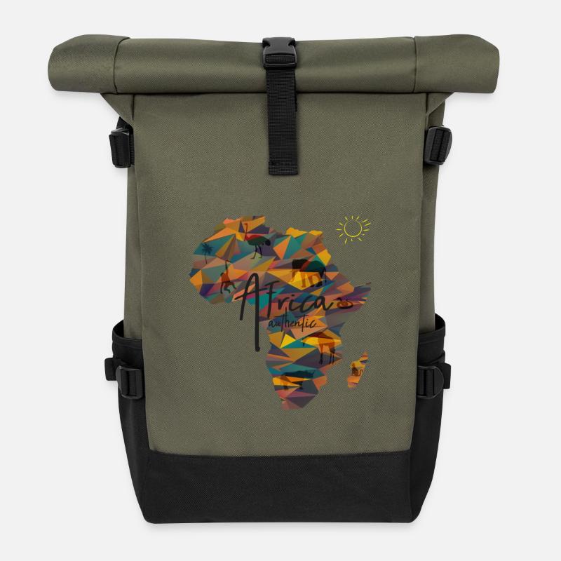 Afrika Kontinent - Rolltop Rucksack - Olive/Schwarz
