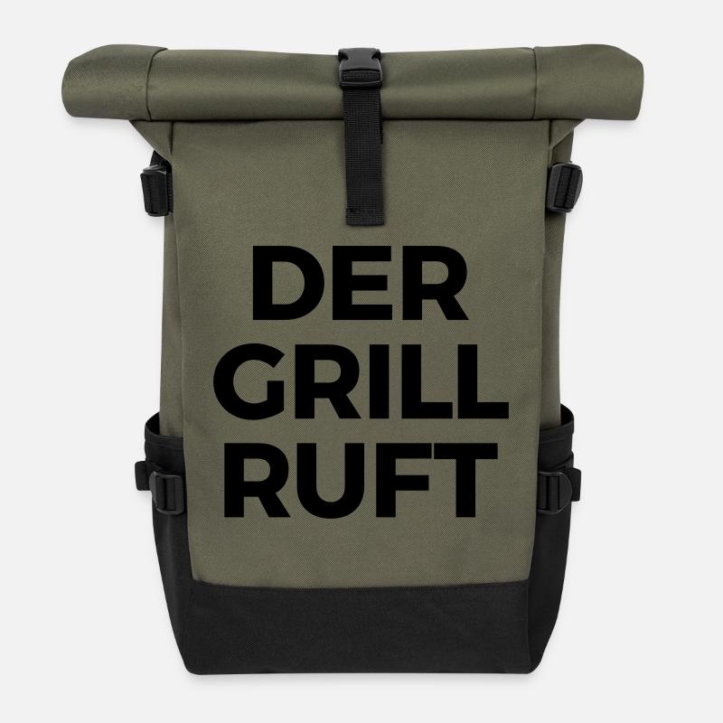 Der Grill ruft - Rolltop Rucksack - Olive/Schwarz