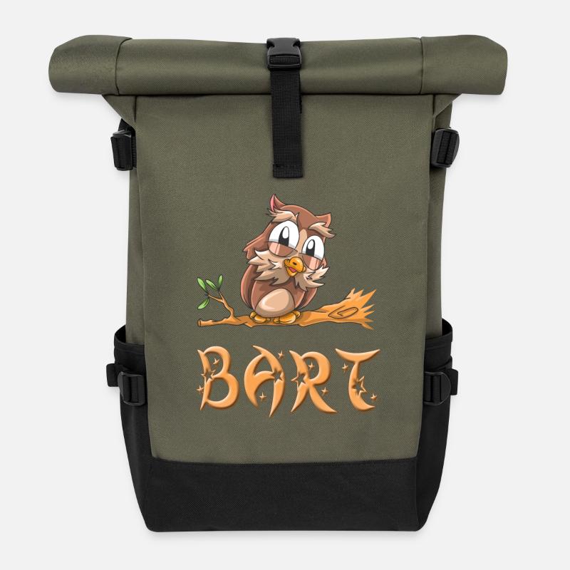 Hibou Bart - Sac à dos roll top - olive/noir