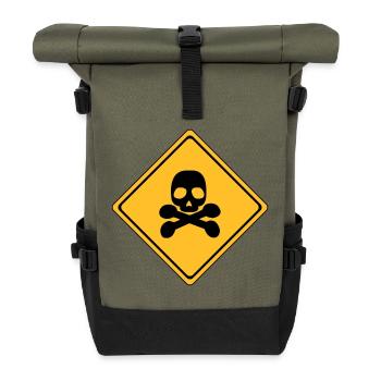 Gefahren-Warnschild # - Rolltop Rucksack - Olive/Schwarz - Vorne