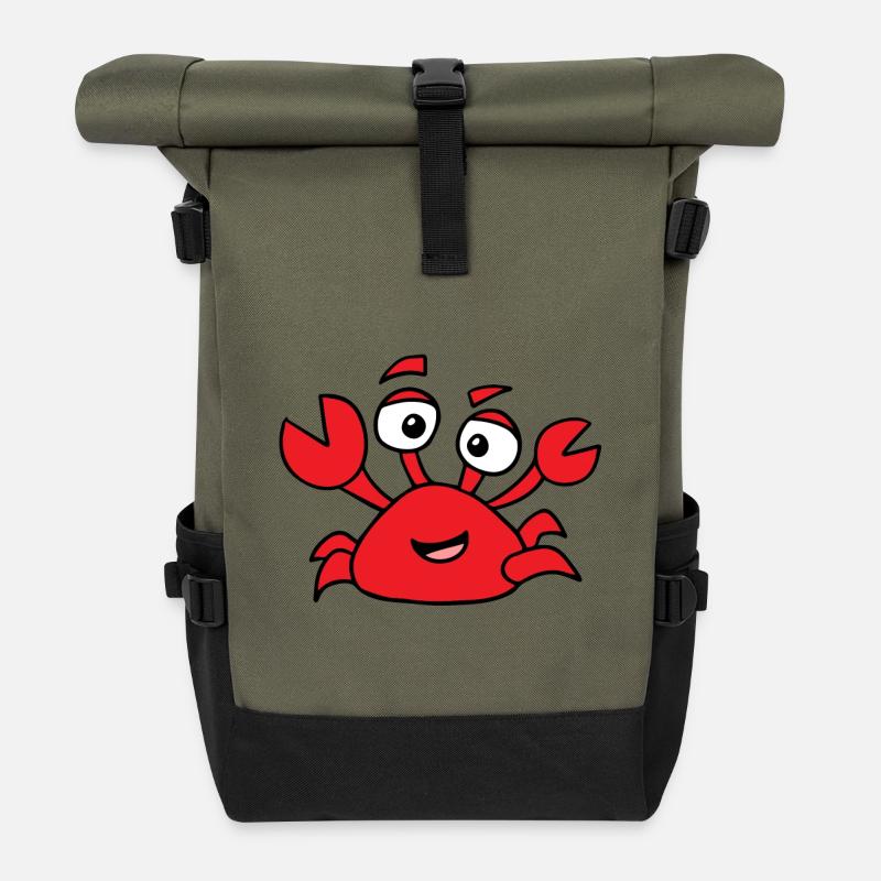 Krabbe mit Glubschauen - Rolltop Rucksack - Olive/Schwarz