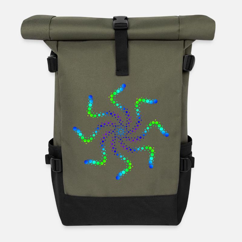 Psychedelisch - Rolltop Rucksack - Olive/Schwarz