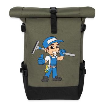 Building cleaner Window cleaner - Roll Top Backpack - olive/black - Front
