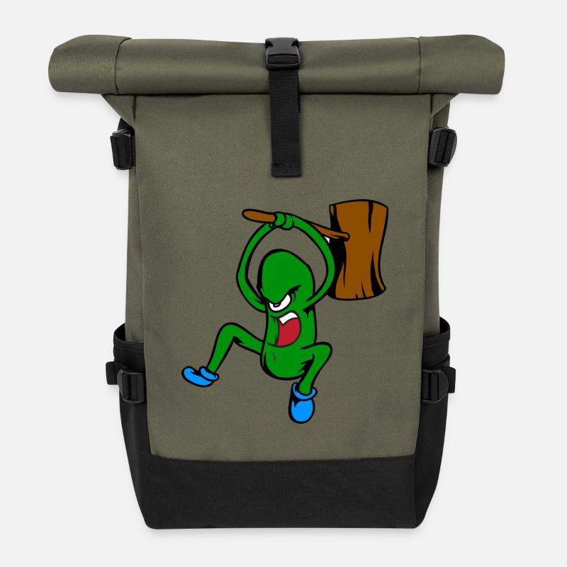 Angry Cucumber - Roll Top Backpack - olive/black