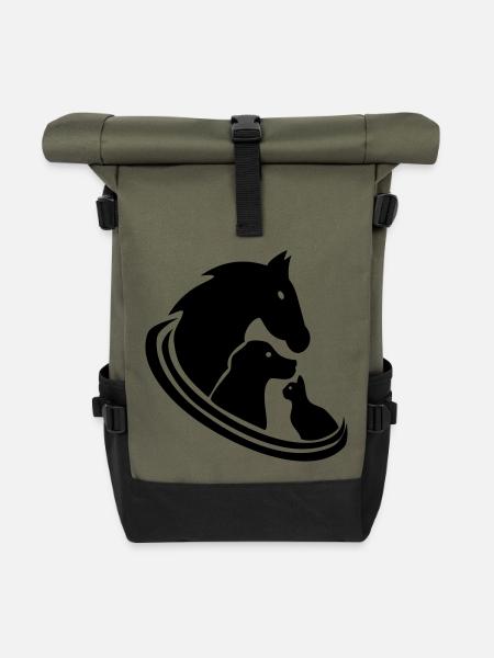 Tiere Tierheilpraktiker Tierarzt Logo - Rolltop Rucksack - Olive/Schwarz