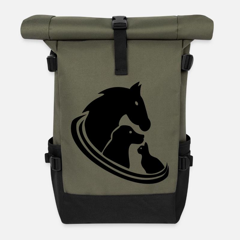 Tiere Tierheilpraktiker Tierarzt Logo - Rolltop Rucksack - Olive/Schwarz