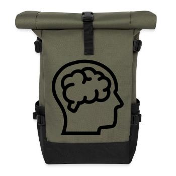 Denken, Gehirn, Hirn - Rolltop Rucksack - Olive/Schwarz - Vorne