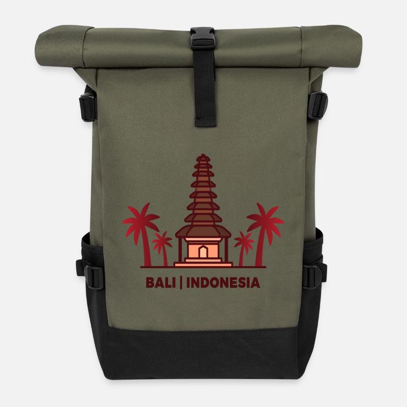 Bali Indonésie - Sac à dos roll top - olive/noir