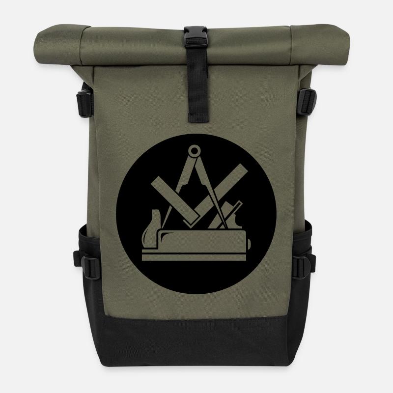 Zunftzeichen Tischler - Rolltop Rucksack - Olive/Schwarz