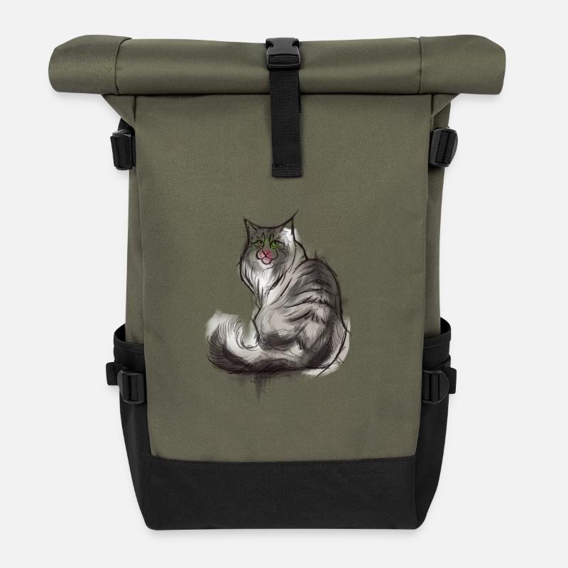 Norwegische Waldkatze - Rolltop Rucksack - Olive/Schwarz