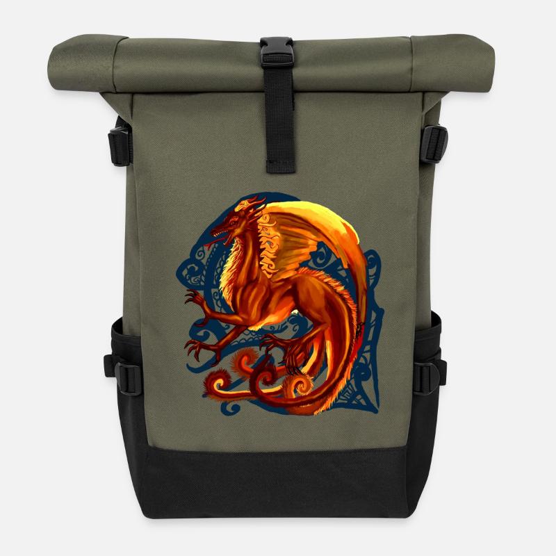 roter Drache - Rolltop Rucksack - Olive/Schwarz
