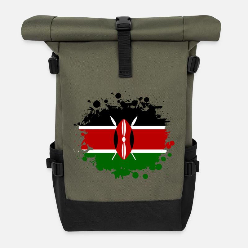 Kenia Klecks / Kenya Geschenk Afrika Mombasa - Rolltop Rucksack - Olive/Schwarz