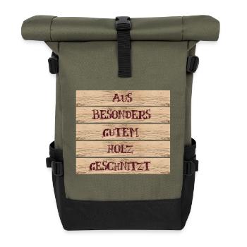 Saying Design Carved from particularly good wood - Roll Top Backpack - olive/black - Front