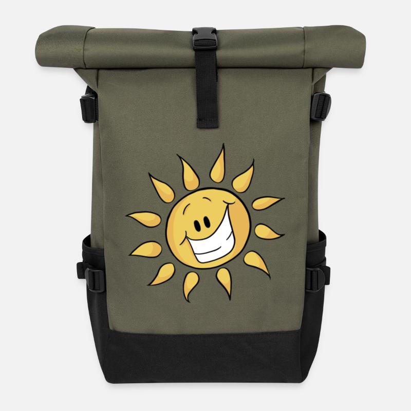 Le soleil rit - Le soleil dans ma vie - Sac à dos roll top - olive/noir