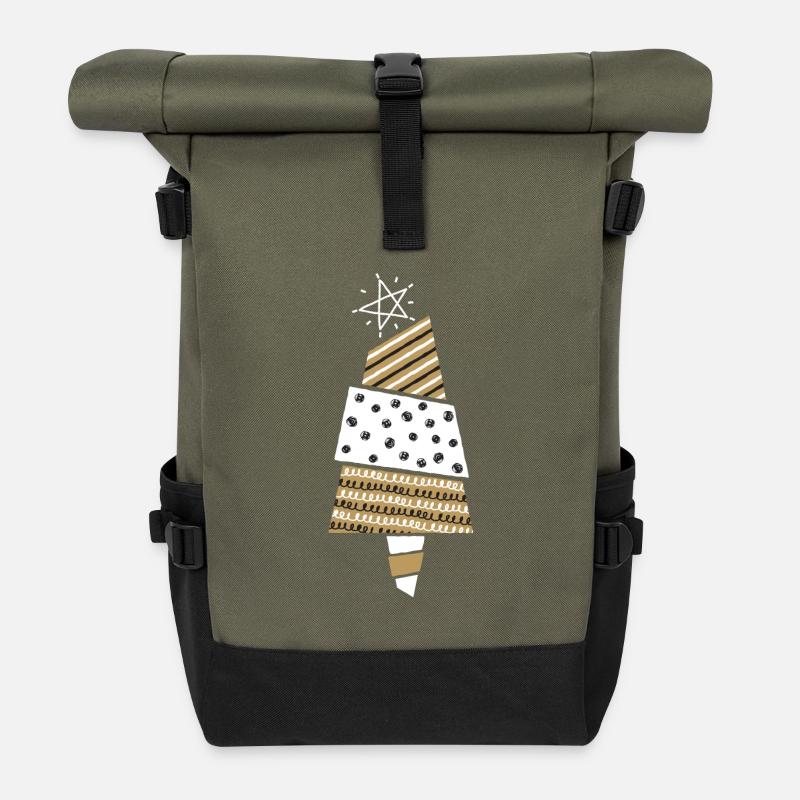 Arbre de Noël Noël Arbre de Noël étoile Noël - Sac à dos roll top - olive/noir