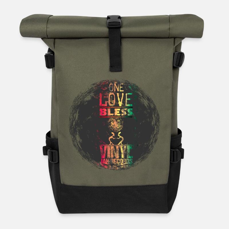 vinyl reggae - Roll Top Backpack - olive/black