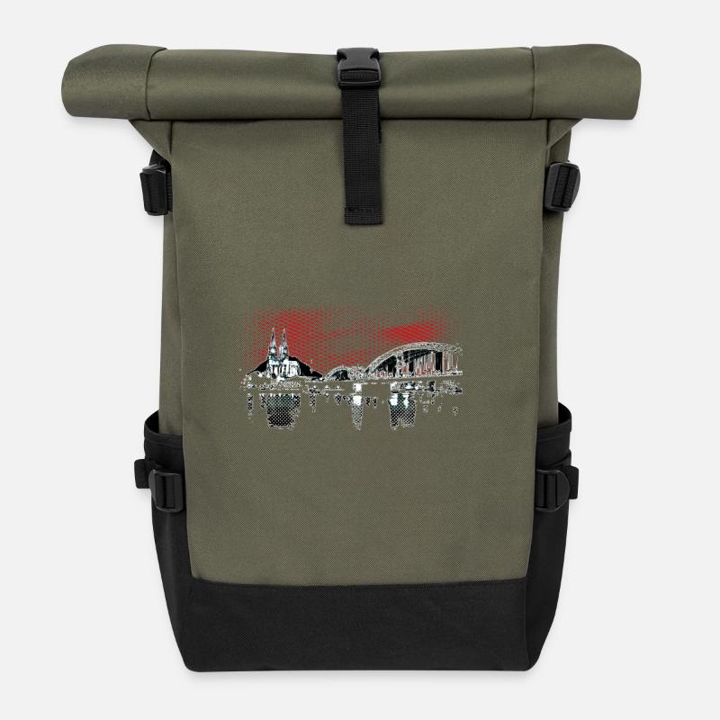 Skyline Köln Halftone - Rolltop Rucksack - Olive/Schwarz