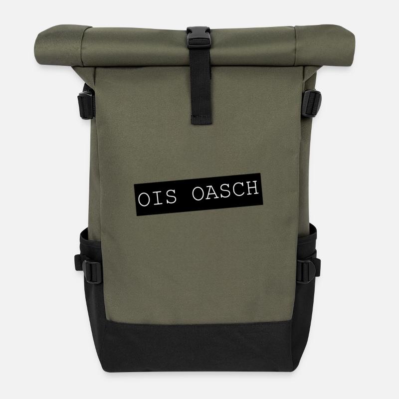 OIS OASCH Typografischer Kontrast - Rolltop Rucksack - Olive/Schwarz