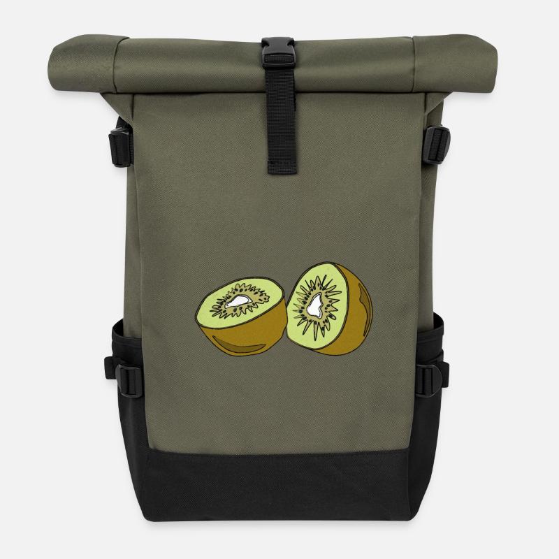 Kiwi Summer Fruit Delicious Fun Gift - Roll Top Backpack - olive/black