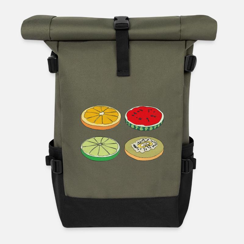 Fruits Slices Summer Delicious Fun Gift - Roll Top Backpack - olive/black