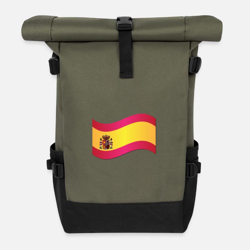 Spanische Flagge - Rolltop Rucksack - Olive/Schwarz